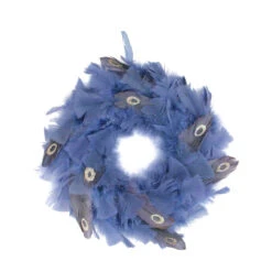 Northlight 12" Blue And Gray Feather Artificial Christmas Wreath - Unlit