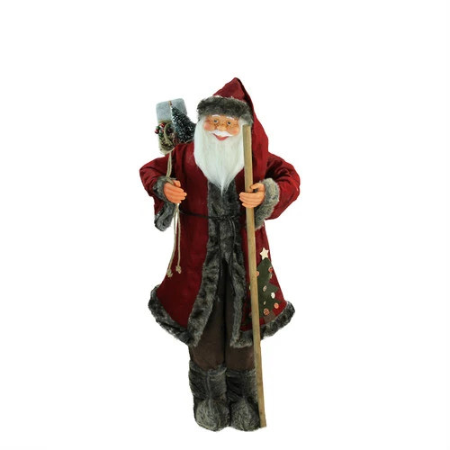Northlight 48" Red And Brown Santa Claus With Walking Stick Standing Christmas Figure 1 Northlight 48" Red And Brown Santa Claus With Walking Stick Standing Christmas Figure