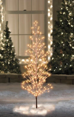 Northlight 6' Pre-Lit LED Brown Artificial Christmas Tree With Icicle Lights- Clear Lights -Chic Christmas Decoration 18 11217wae 6 05888.1587643992