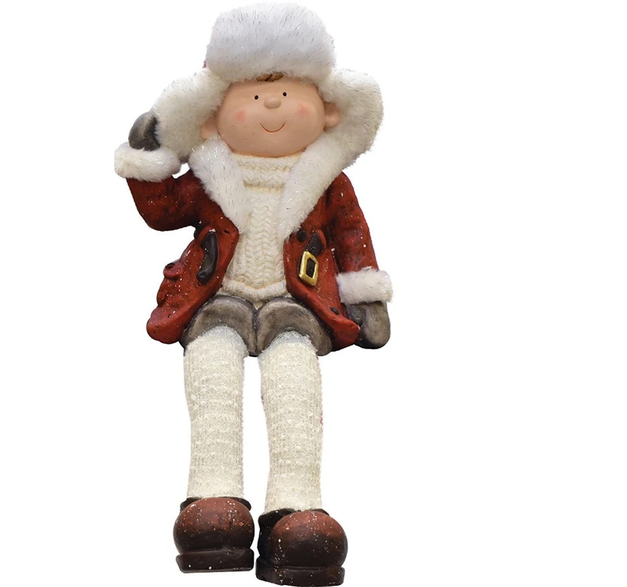 Northlight 19" White And Red Sitting Young Boy With Trimmed Ski Hat Christmas Figurine 1 Northlight 19" White And Red Sitting Young Boy With Trimmed Ski Hat Christmas Figurine