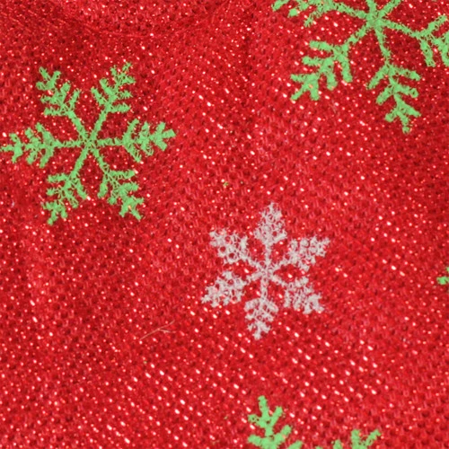Northlight 20" Metallic Red With Green And White Snowflakes Mini Christmas Tree Skirt 2 Northlight 20" Metallic Red With Green And White Snowflakes Mini Christmas Tree Skirt - Image 2