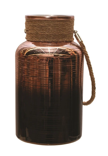 Northlight 10" Copper Brown Circular Pillar Candle Holder Lantern With Handle 1 Northlight 10" Copper Brown Circular Pillar Candle Holder Lantern With Handle