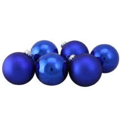 Northlight 6ct Shiny And Matte Royal Blue Glass Ball Christmas Ornaments 3.25" (80mm)