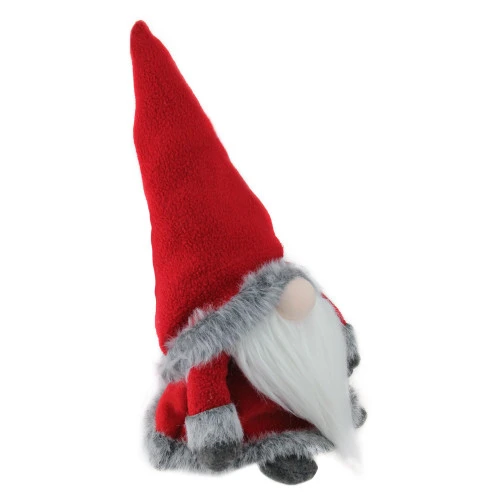 Northlight 18" Red Sitting Santa Christmas Gnome With Gray Faux Fur Trim 2 Northlight 18" Red Sitting Santa Christmas Gnome With Gray Faux Fur Trim - Image 2