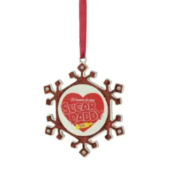 Northlight 3.5" Red And Silver Snowflake Sugar Daddy Candy Logo Christmas Ornament