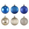Northlight 100ct Silver And Blue Shatterproof 3-Finish Christmas Ball Ornaments 2.5" (60mm)