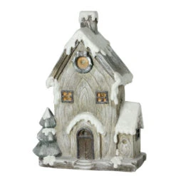 Northlight 19" Gray And Brown LED Lighted Rustic House Christmas Decoration