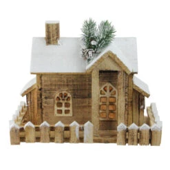 Northlight 12" LED Lighted Snowy Rustic Cabin Christmas Decoration