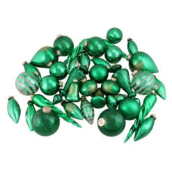 Northlight Set Of 36 Green And Gold Contemporary Glass Christmas Ornaments 8" (200mm)