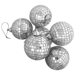Northlight 6ct Silver Splendor Mirrored Glass Disco Ball Christmas Ornaments 2.75"