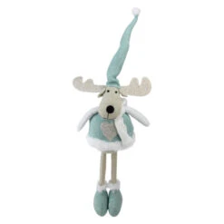 Northlight 18" Teal Blue And White Standing Moose Tabletop Decor