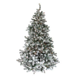 Northlight 6.5' Pre-Lit Medium Natural Emerald Flocked Artificial Christmas Tree, Clear Lights