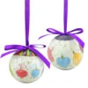 Northlight 10ct Purple And White Shatterproof Decoupage Christmas Ball Ornaments 1.75" (40mm)