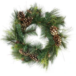 Northlight Artificial Mixed Pine With Pine Cones And Gold Glitter Christmas Wreath - 30 -Inch, Unlit