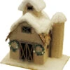 Northlight 12" Brown And White Snow Covered Barn With Wreaths Christmas Tabletop Decor