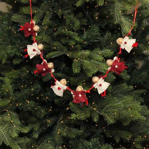 Northlight 4" X 26" Red And Beige Angel Dolls Christmas Garland - Unlit 2 Northlight 4" X 26" Red And Beige Angel Dolls Christmas Garland - Unlit - Image 2