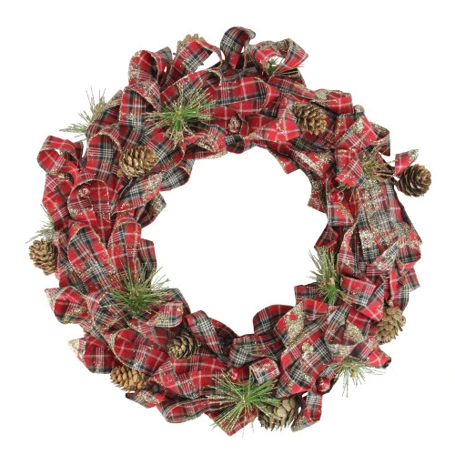 Northlight Red Plaid Bows And Pine Cones Artificial Christmas Wreath, 14.25-Inch, Unlit 1 Northlight Red Plaid Bows And Pine Cones Artificial Christmas Wreath, 14.25-Inch, Unlit