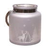 Northlight 8" Silver Matte Winter Scene Christmas Pillar Candle Holder Lantern