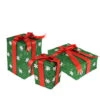 Northlight Set Of 3 Lighted Green With Red Bows Gift Boxes Outdoor Christmas Decorations 13"
