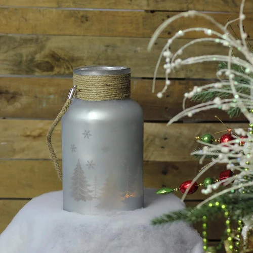 Northlight 10" Matte Silver Christmas Trees And Snowflakes Pillar Candle Holder With Handle 5 Northlight 10" Matte Silver Christmas Trees And Snowflakes Pillar Candle Holder With Handle - Image 5