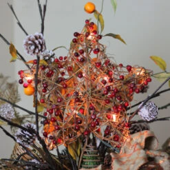 Northlight 13.5" Brown Rattan With Red Berries Star Christmas Tree Topper - Clear Lights -Chic Christmas Decoration ddccr76mi8r5ns2myte08rctrbhujegh 52815.1587645148