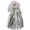 Northlight 16" Lighted Fiber Optic Angel In Silver Gingham Coat Christmas Tree Topper