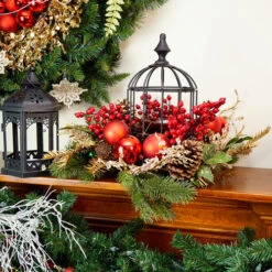 Northlight 19" Red And Green Berry With Pine Cone Birdcage Christmas Pillar Candle Holder -Chic Christmas Decoration dzhzly0xewuil8v8fo43wc4opox6n5mb 87298.1588371287