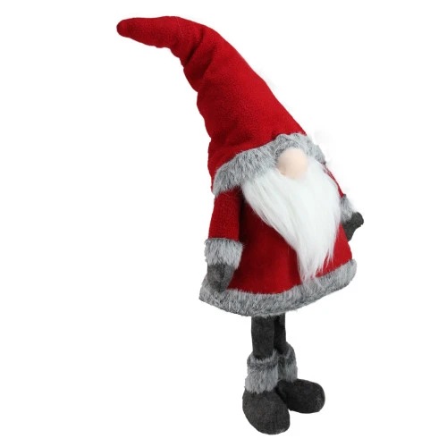 Northlight 28” Red Standing Christmas Santa Claus Gnome With Gray Faux Fur Trim 2 Northlight 28” Red Standing Christmas Santa Claus Gnome With Gray Faux Fur Trim - Image 2