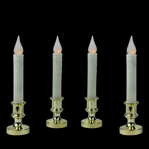 Northlight Set Of 4 White And Gold LED C5 Flickering Christmas Candle Lamps With Timer 8.5" 2 Northlight Set Of 4 White And Gold LED C5 Flickering Christmas Candle Lamps With Timer 8.5" - Image 2