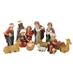 Northlight 12-Piece Red And Beige Religious Children's First Christmas Nativity Set 8"