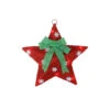 Northlight 17" Pre-Lit Green And Red Hanging Christmas Star Window Decor With Bow