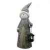 Northlight 26" Gray And White Rustic Snowman With Lantern Christmas Table Top Figurine