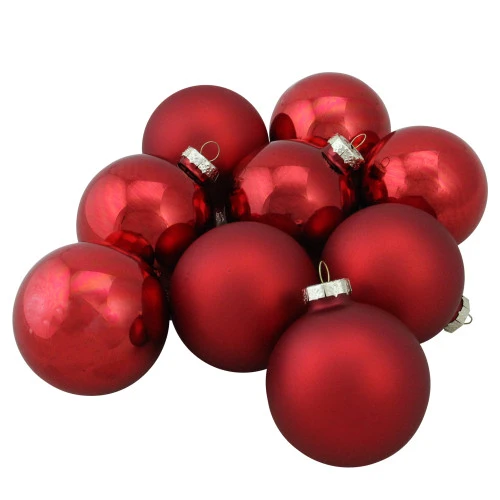 Northlight 9ct Red 2-Finish Christmas Ball Ornaments 2.5" (65mm) 1 Northlight 9ct Red 2-Finish Christmas Ball Ornaments 2.5" (65mm)