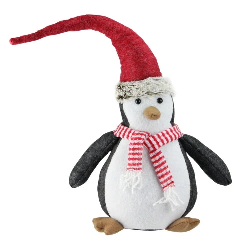 Northlight 16" Black And White Penguin Striped Scarf And Santa Hat Christmas Figure 2 Northlight 16" Black And White Penguin Striped Scarf And Santa Hat Christmas Figure - Image 2