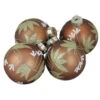 Northlight 4ct Brown And Gold 2-Finish Floral Glass Christmas Ball Ornaments 3.25" (80mm)