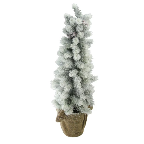 Northlight 2ft Potted Flocked Mini Pine Slim Christmas Tree With Berries - Unlit 1 Northlight 2ft Potted Flocked Mini Pine Slim Christmas Tree With Berries - Unlit