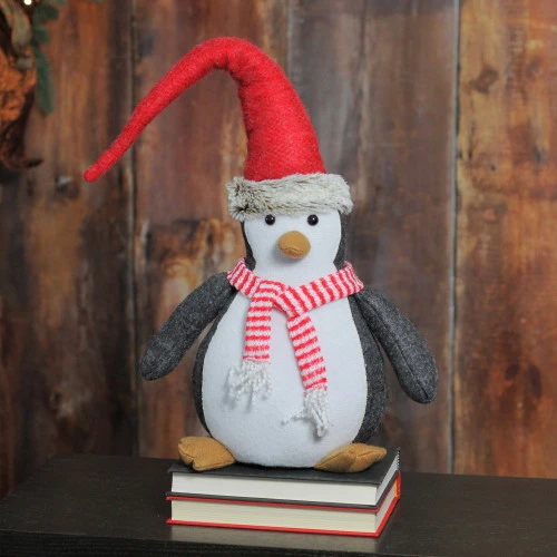 Northlight 16" Black And White Penguin Striped Scarf And Santa Hat Christmas Figure 4 Northlight 16" Black And White Penguin Striped Scarf And Santa Hat Christmas Figure - Image 4