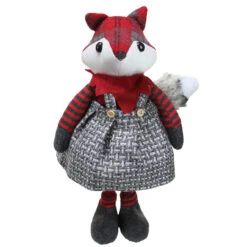 Northlight 16.5" Charming Plaid Country Girl Fox Decorative Christmas Tabletop Figure