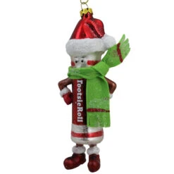 Northlight 6" Red And Green Tootsie Roll Chewy Chocolate Candy Glass Christmas Ornament