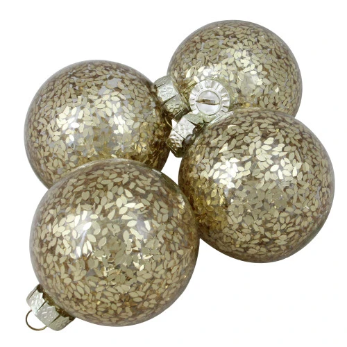 Northlight 4ct Clear And Gold Shiny Seeds Glass Christmas Ball Ornaments 4" (101.5mm) 1 Northlight 4ct Clear And Gold Shiny Seeds Glass Christmas Ball Ornaments 4" (101.5mm)