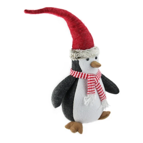 Northlight 16" Black And White Penguin Striped Scarf And Santa Hat Christmas Figure 3 Northlight 16" Black And White Penguin Striped Scarf And Santa Hat Christmas Figure - Image 3