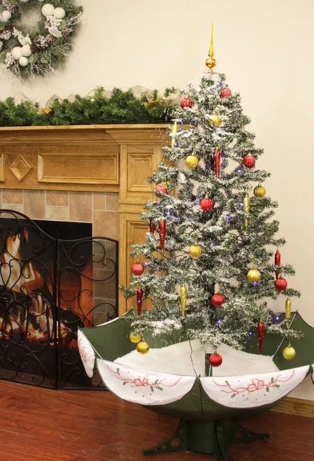 Northlight 5.5' Pre-Lit Medium Musical Snowing Artificial Christmas Tree With Umbrella Base - Blue LED Lights 2 Northlight 5.5' Pre-Lit Medium Musical Snowing Artificial Christmas Tree With Umbrella Base - Blue LED Lights - Image 2