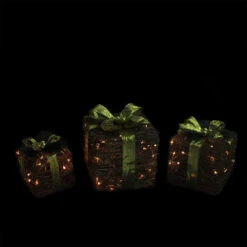 Northlight Set Of 3 Brown And Green Lighted Glitter Gift Boxes Christmas Decoration 12" -Chic Christmas Decoration lgdwtchk5l9lygwslwxrnmps29toisin 08620.1588414978