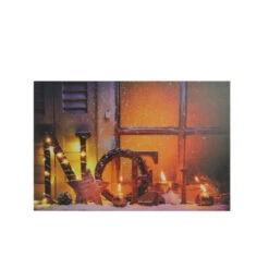 Northlight LED Lighted Noel And Flickering Candles Christmas Canvas Wall Art 12" X 15.75"