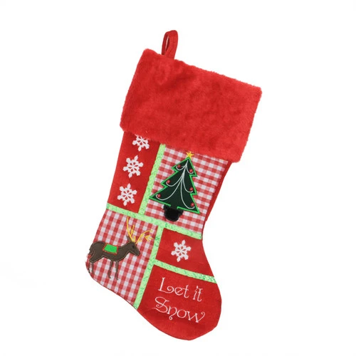 Northlight 18.5" Red Cheers Holiday Patches Let It Snow Christmas Stocking 1 Northlight 18.5" Red Cheers Holiday Patches Let It Snow Christmas Stocking