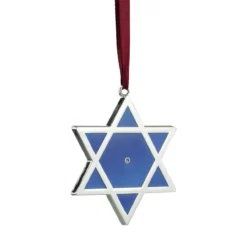 Northlight 3" Silver And Blue Shiny Star Of David European Crystal Hanukkah Ornament