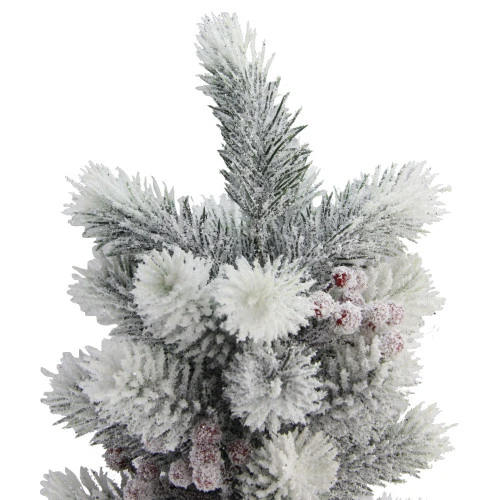 Northlight 2ft Potted Flocked Mini Pine Slim Christmas Tree With Berries - Unlit 2 Northlight 2ft Potted Flocked Mini Pine Slim Christmas Tree With Berries - Unlit - Image 2