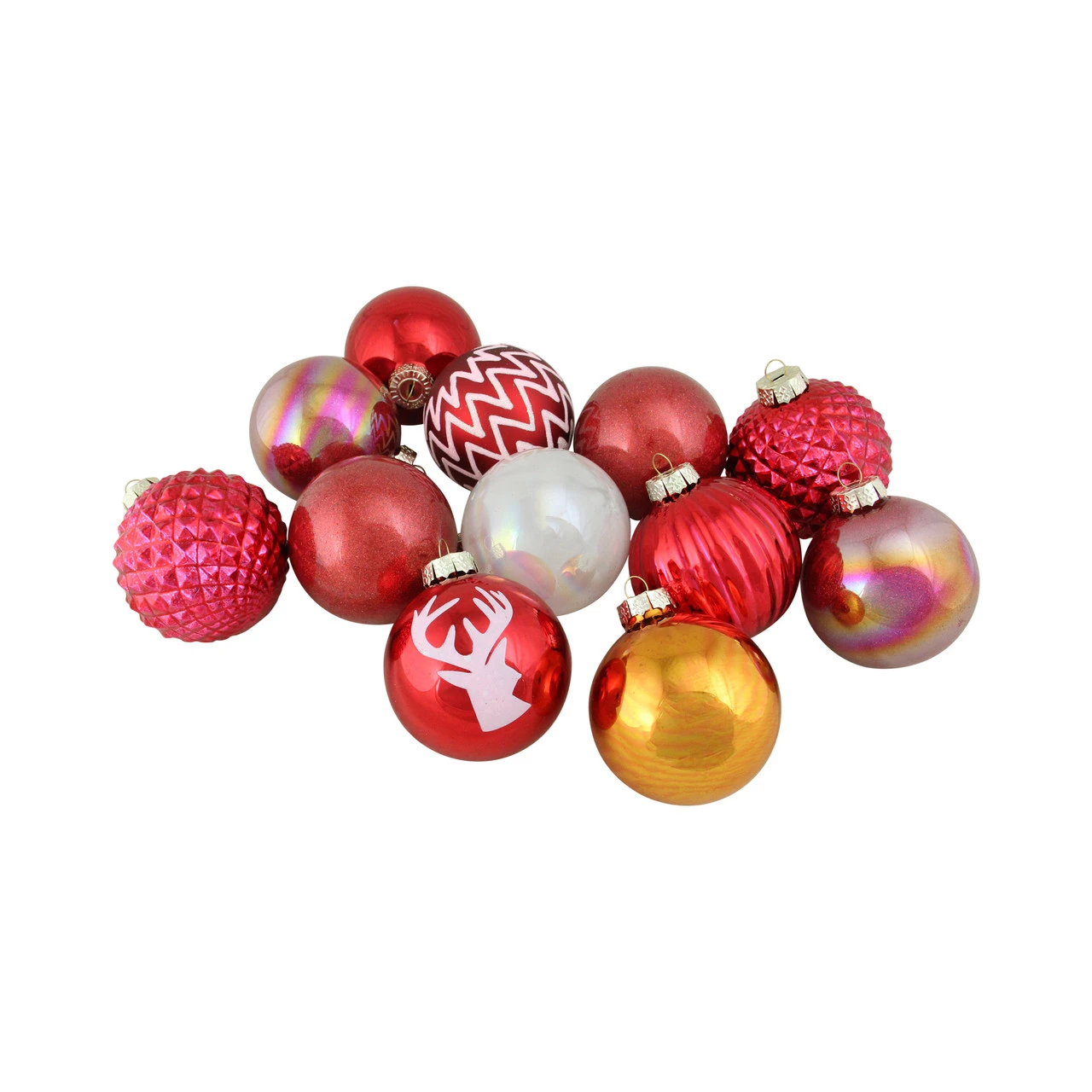 Northlight 12ct Red And Gold Multi Textured 2-Finish Glass Christmas Ball Ornaments 3" (75mm) 1 Northlight 12ct Red And Gold Multi Textured 2-Finish Glass Christmas Ball Ornaments 3" (75mm)