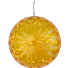 Northlight 6" Yellow LED Lighted Hanging Christmas Crystal Sphere Ball Outdoor Decoration