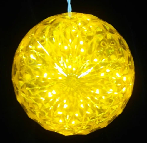 Northlight 6" Yellow LED Lighted Hanging Christmas Crystal Sphere Ball Outdoor Decoration 2 Northlight 6" Yellow LED Lighted Hanging Christmas Crystal Sphere Ball Outdoor Decoration - Image 2